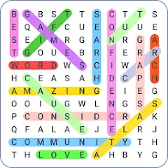 Взломанная Word Search Colorful на Андроид — Подсказки доступны без ограничений