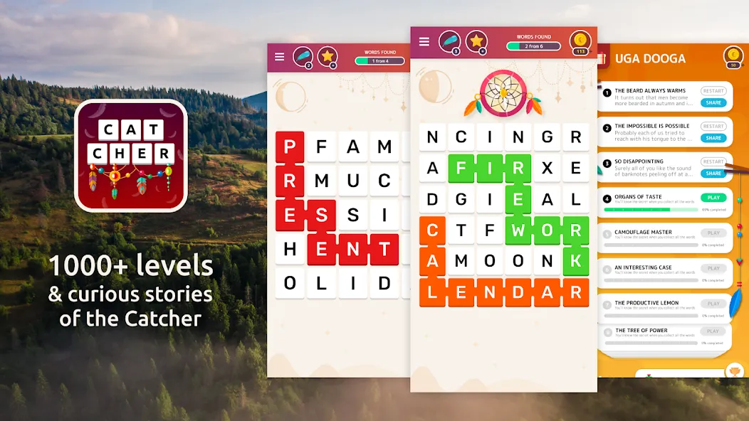 Скачать Word Catcher: Word Search на Андроид — Безлимитные подсказки и открыты уровни — скриншот 1