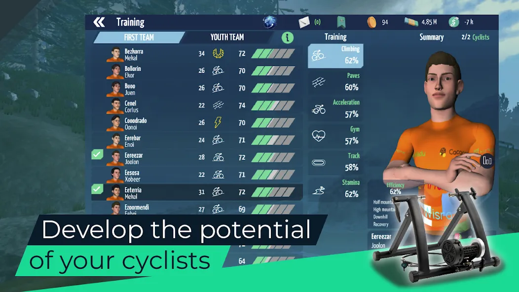 Live Cycling Manager 2023 на Андроид — Мод Безлимитные деньги и энергия — скриншот 4