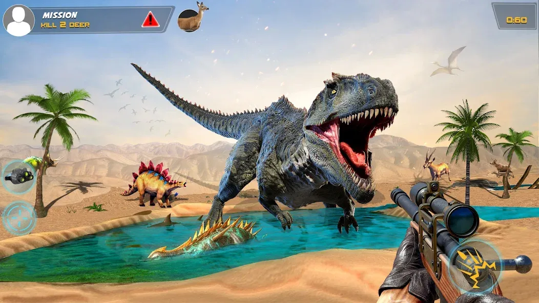 Скачать Dino Hunting Sniper Shooter 3D на телефон — Безлимитные деньги и патроны — скриншот 1
