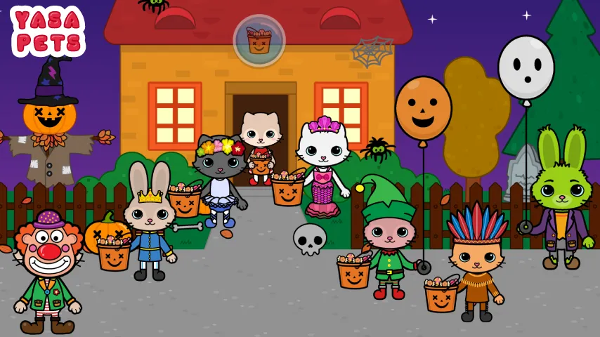 Скачать Yasa Pets Halloween на телефон — Разблокированы все хэллоуинские предметы — скриншот 1