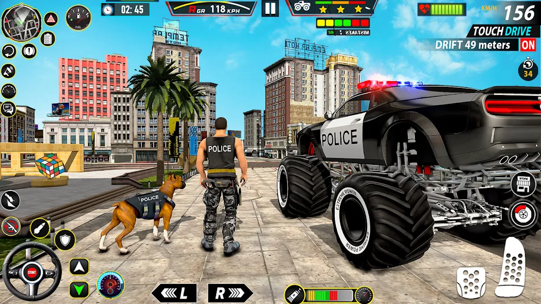 Police Monster Truck Car Games MOD — Безлимитные деньги и топливо на Андроид — скриншот 1