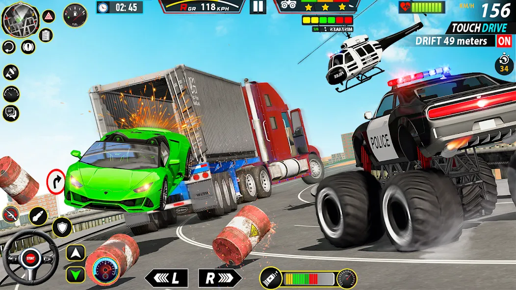 Police Monster Truck Car Games MOD — Безлимитные деньги и топливо на Андроид — скриншот 2