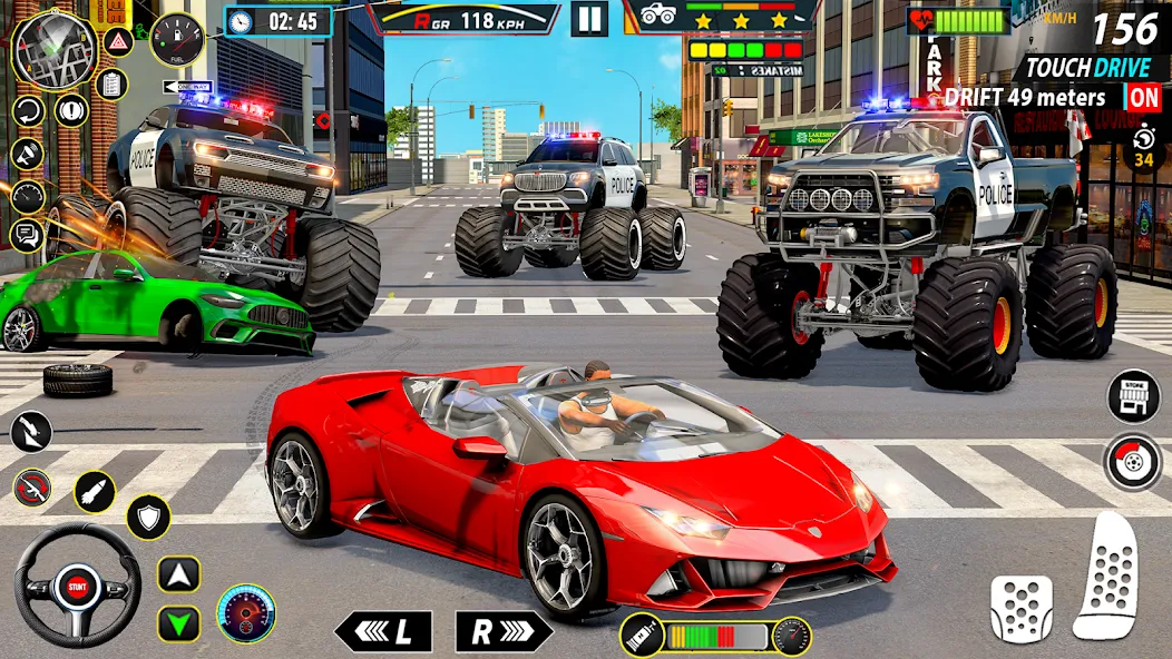 Police Monster Truck Car Games MOD — Безлимитные деньги и топливо на Андроид — скриншот 3