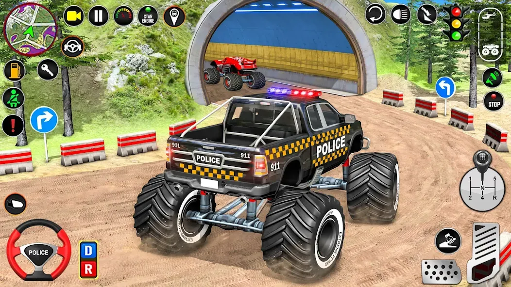 Police Monster Truck Car Games MOD — Безлимитные деньги и топливо на Андроид — скриншот 4