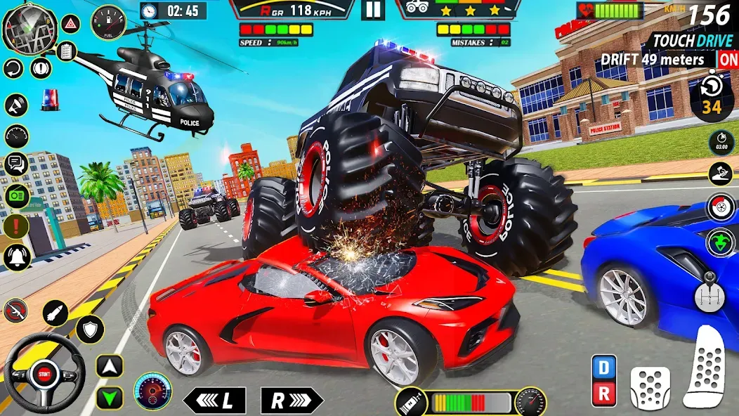 Police Monster Truck Car Games MOD — Безлимитные деньги и топливо на Андроид — скриншот 5