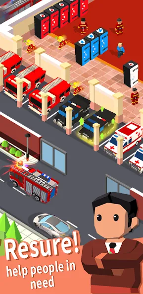 Скачать Idle Rescue Tycoon — Бесконечные деньги и ускорение спасения — скриншот 1