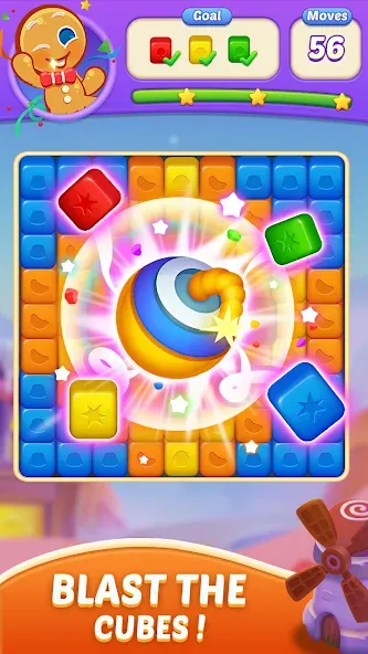 Взлом Candy Blast Fever:Cubes Crush — Безлимитные жизни и усилители — скриншот 3