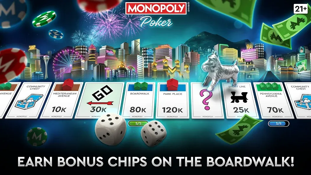 MONOPOLY Poker - Texas Holdem — Мод: Безлимитные фишки и открытые столы — скриншот 1