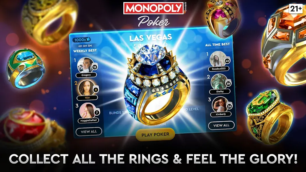 MONOPOLY Poker - Texas Holdem — Мод: Безлимитные фишки и открытые столы — скриншот 4