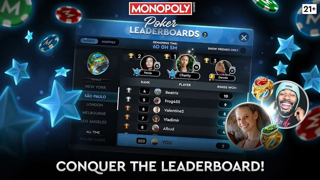 MONOPOLY Poker - Texas Holdem — Мод: Безлимитные фишки и открытые столы — скриншот 5