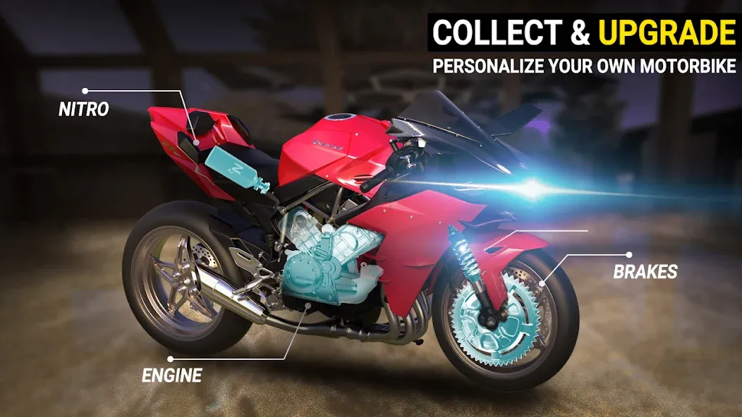 Взлом Speed Moto Dash:Real Simulator — Безлимитные деньги и все мотоциклы открыты — скриншот 2