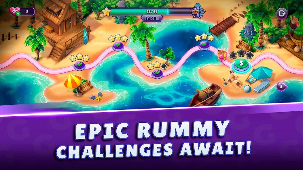 Gin Rummy Super - Card Game MOD APK на Android — Безлимитные монеты и открытые функции — скриншот 3