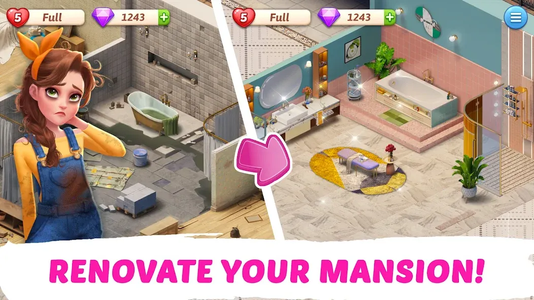 My Story - Mansion Makeover на Андроид — Безлимитные монеты и бесплатный ремонт — скриншот 2 My Story - Mansion Makeover на Андроид — Безлимитные монеты и бесплатный ремонт — скриншот 2