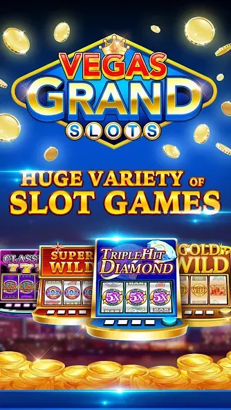 Скачать Vegas Grand Slots:Casino Games (Мод: Безлимитные монеты и бонусы) на Андроид — скриншот 1