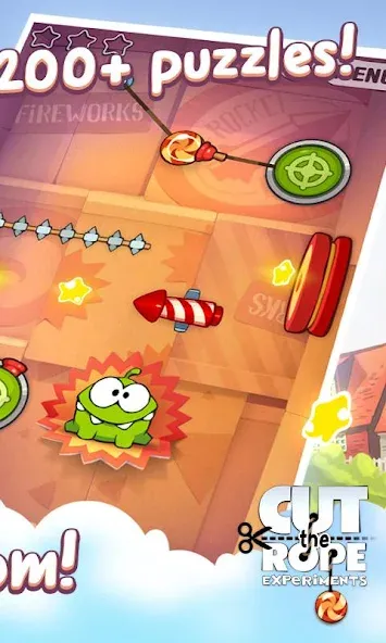 Взломанная Cut the Rope: Experiments на Андроид — Безлимитные монеты и все уровни открыты — скриншот 2
