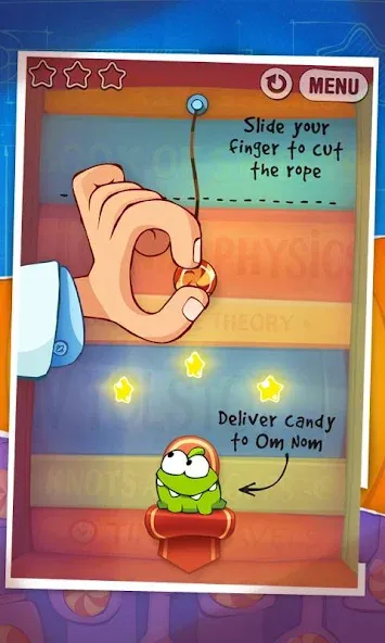 Взломанная Cut the Rope: Experiments на Андроид — Безлимитные монеты и все уровни открыты — скриншот 5