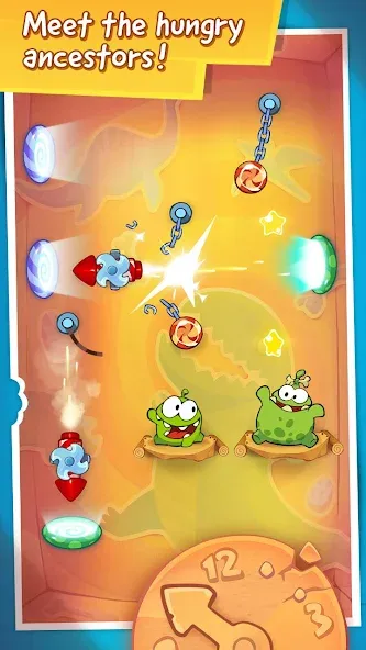 Скачать Cut the Rope: Time Travel (Мод: Безлимитные подсказки и открыты все уровни) на Андроид — скриншот 4 Скачать Cut the Rope: Time Travel (Мод: Безлимитные подсказки и открыты все уровни) на Андроид — скриншот 4