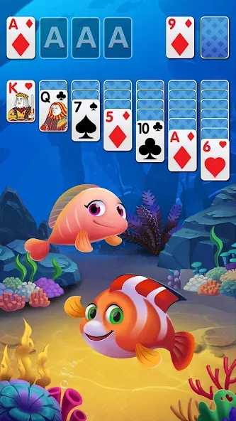 Скачать Solitaire Fish Klondike Card — Последняя версия (Без рекламы и много монет) — скриншот 1