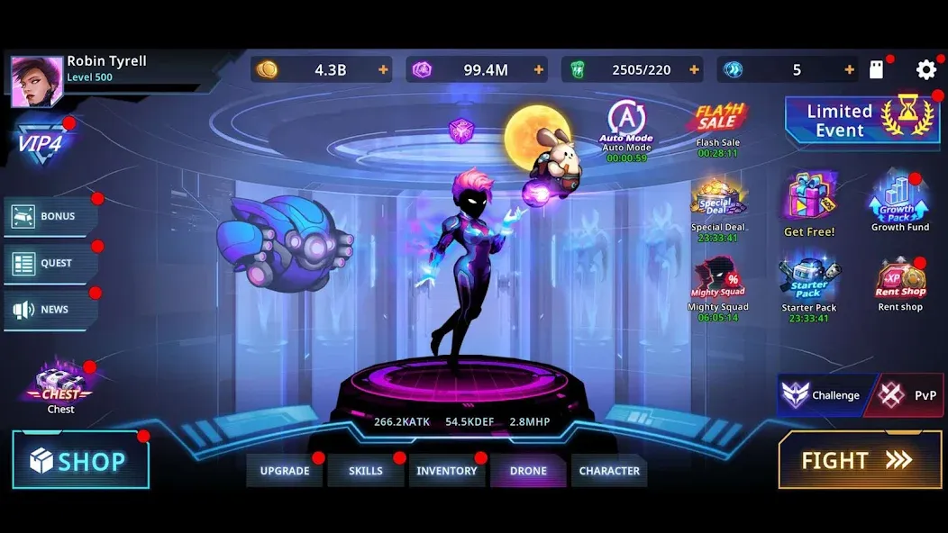 Скачать Cyber Fighters: Offline Game с модом — Безлимитные деньги и оружие — скриншот 1