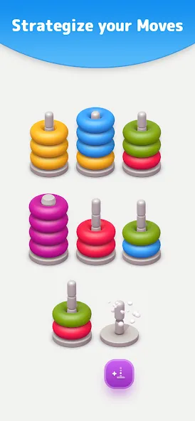 Color Sort 3D — Hoop Stack — Мод: Без рекламы и все уровни открыты — скриншот 2