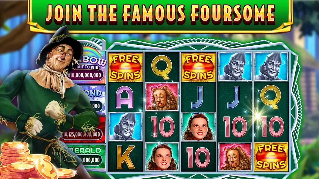Wizard of Oz Slots Games на Андроид — Мод Безлимитные монеты и бесплатные вращения — скриншот 2