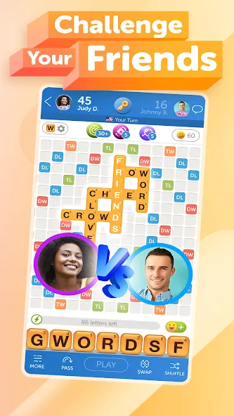 Words With Friends 2 Word Game MOD — Безлимитные подсказки и ходы на Андроид — скриншот 2