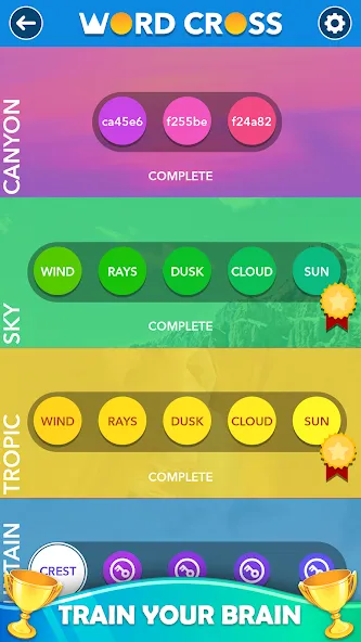 Взломанная Word Cross: Offline Word Games на Андроид — Без рекламы и все уровни открыты — скриншот 4