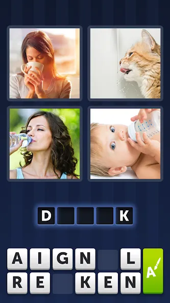 4 Pics 1 Word (Мод Безлимитные подсказки и открыты все уровни) — скриншот 4