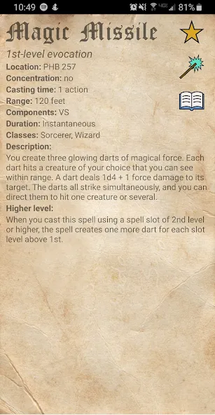 Скачать взломанную D&D Spellbook 5e — Все заклинания разблокированы — скриншот 4