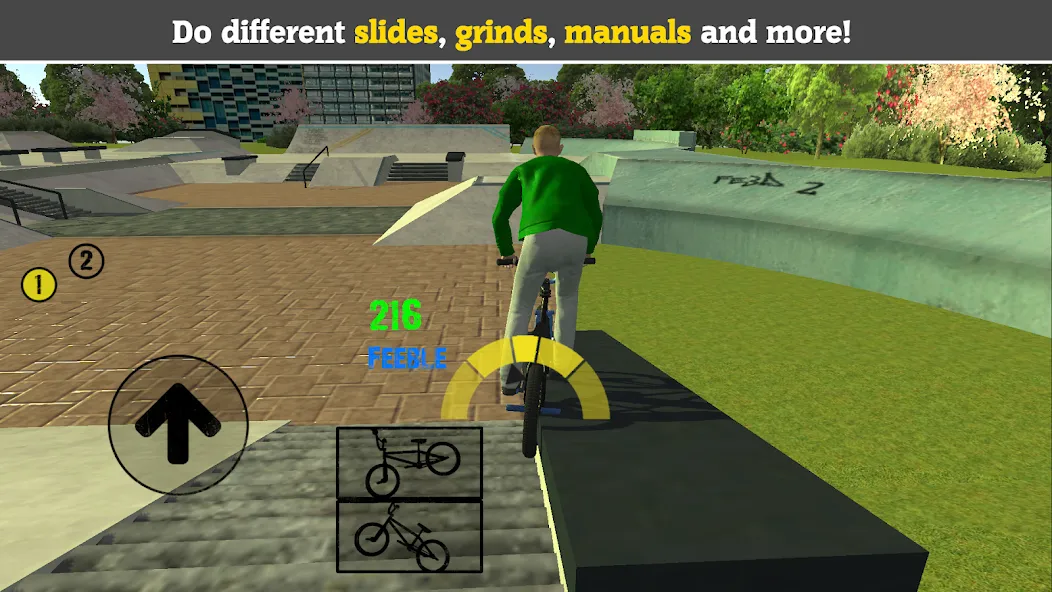 Скачать BMX FE3D 2 на Android — Безлимитные деньги и все трюки открыты — скриншот 1