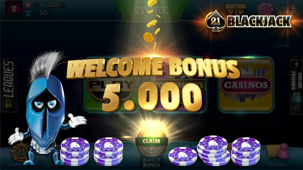 Взломанная BlackJack 21 - Online Casino на Андроид — Безлимитные фишки и бонусы — скриншот 3