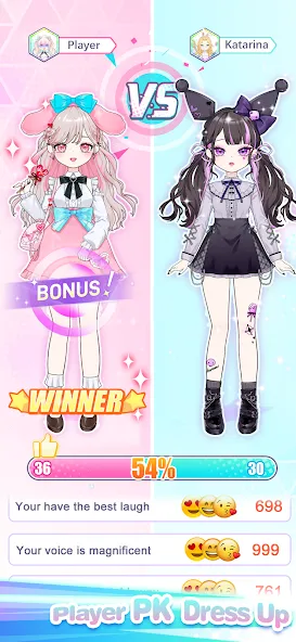 Dress Up! Shining Anime Star на Андроид — Безлимитные деньги и все наряды — скриншот 1