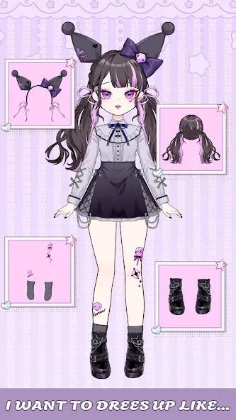 Dress Up! Shining Anime Star на Андроид — Безлимитные деньги и все наряды — скриншот 2
