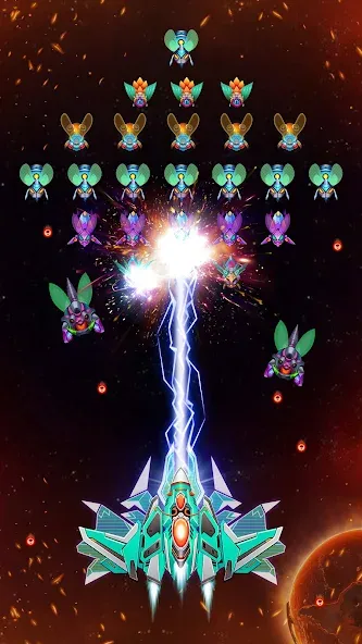 Galaxy Attack - Alien Shooter MOD APK — Безлимитные монеты и жизни — скриншот 1
