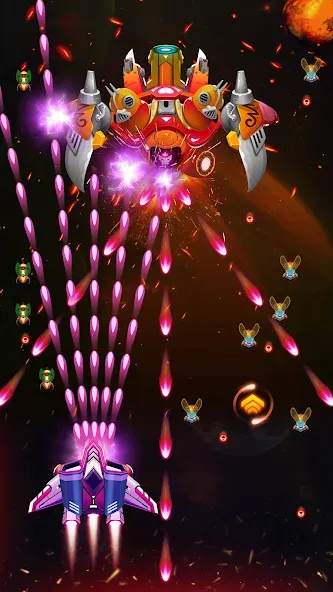 Galaxy Attack - Alien Shooter MOD APK — Безлимитные монеты и жизни — скриншот 2