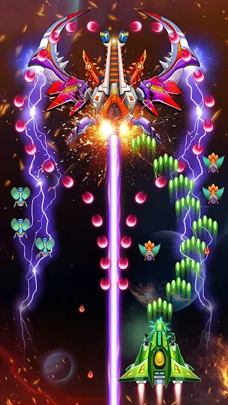 Galaxy Attack - Alien Shooter MOD APK — Безлимитные монеты и жизни — скриншот 3