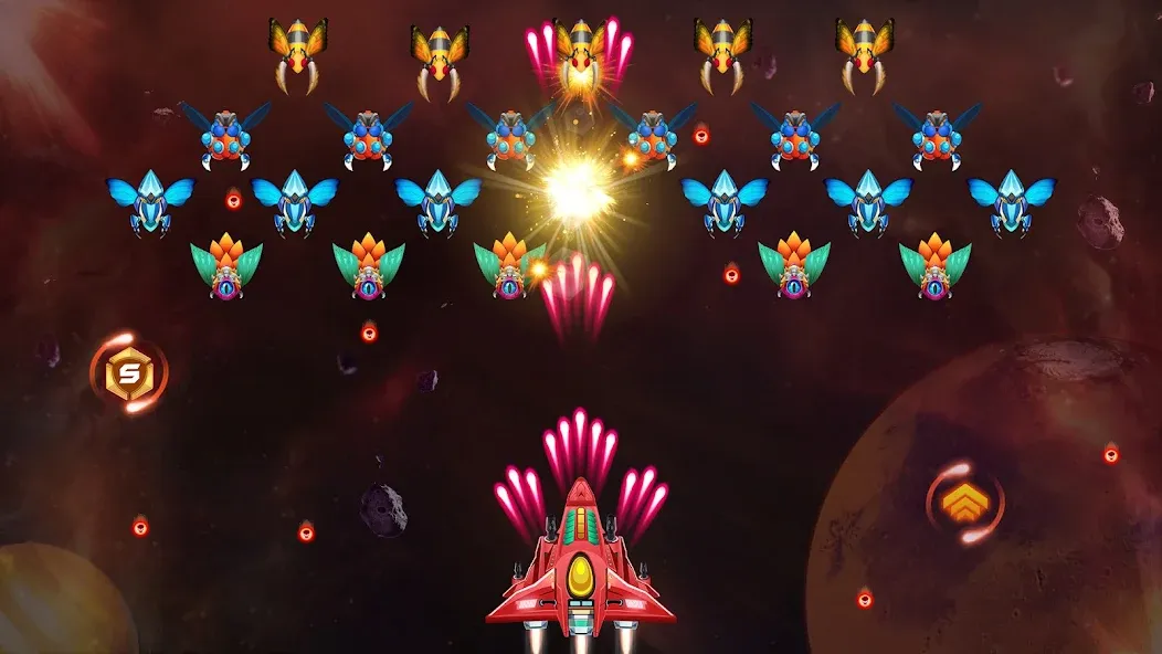 Galaxy Attack - Alien Shooter MOD APK — Безлимитные монеты и жизни — скриншот 5