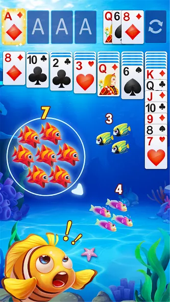 Скачать Solitaire Fish на Андроид — Много монет и подсказки без ограничений — скриншот 1