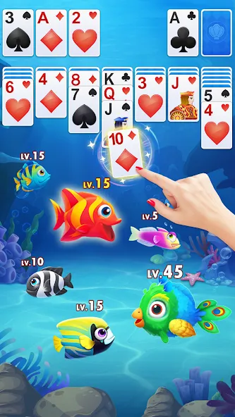 Скачать Solitaire Fish на Андроид — Много монет и подсказки без ограничений — скриншот 2