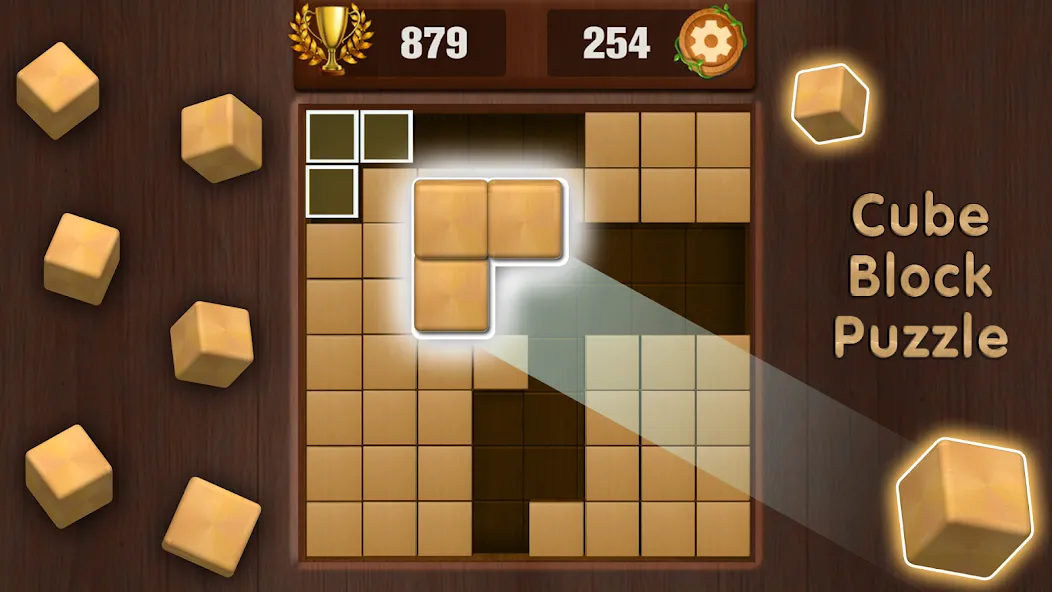 Wooden Cube Block Puzzle на Андроид — Мод Без рекламы и бесконечные подсказки — скриншот 1