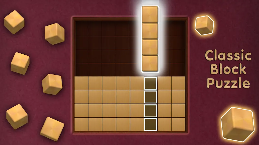 Wooden Cube Block Puzzle на Андроид — Мод Без рекламы и бесконечные подсказки — скриншот 2