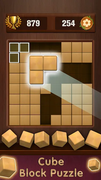 Wooden Cube Block Puzzle на Андроид — Мод Без рекламы и бесконечные подсказки — скриншот 4