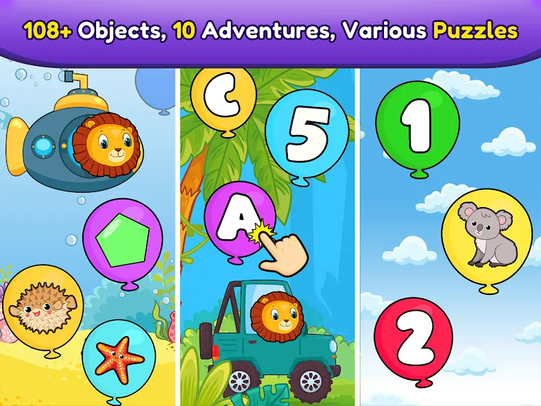 Balloon Pop Kids Learning Game MOD APK на Android — Все задания разблокированы и без рекламы — скриншот 1