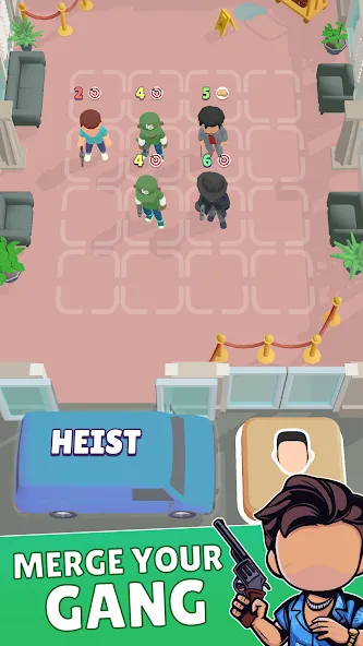 Скачать взломанную Merge Gangster Heist vs Police — Безлимитные деньги и оружие — скриншот 1