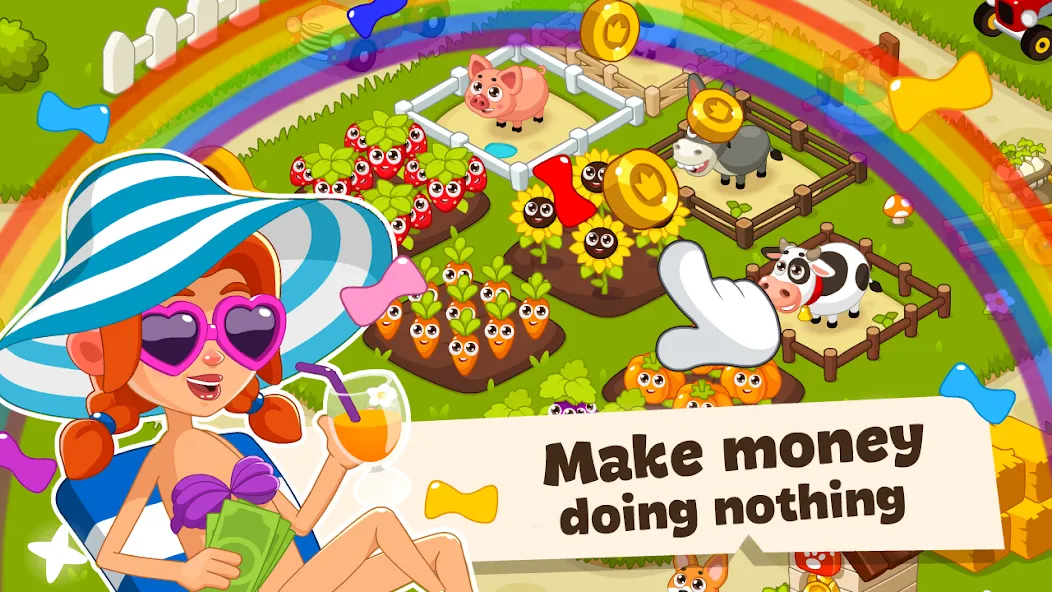 Idle Farm Game Offline Clicker — Мод: Безлимитные монеты и ускоренная прокачка — скриншот 3