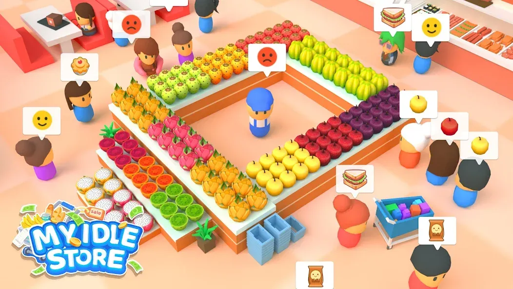 Взломанная My Idle Supermarket Simulator на Андроид — Безлимитные деньги и всё открыто — скриншот 1