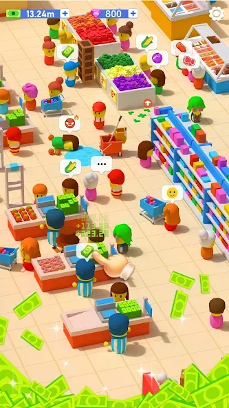 Взломанная My Idle Supermarket Simulator на Андроид — Безлимитные деньги и всё открыто — скриншот 3