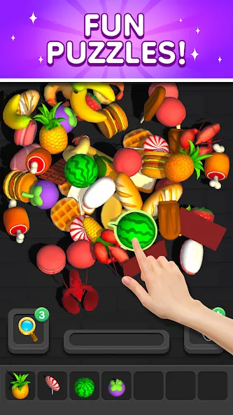 Match 3D - Tile Triple Puzzle на Андроид — Мод Без рекламы и много подсказок — скриншот 2