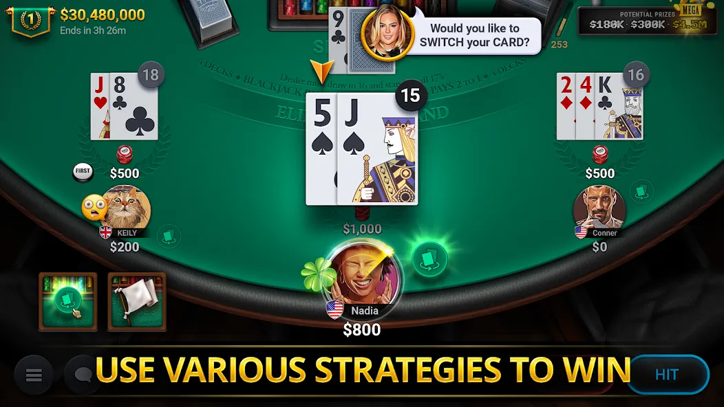 Взломанная Blackjack Championship на Андроид — Безлимитные фишки и открытые столы — скриншот 3